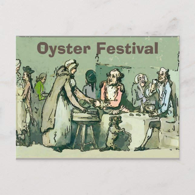 Oyster Fest, Vintage Girl with Oysters Postcard (Front)