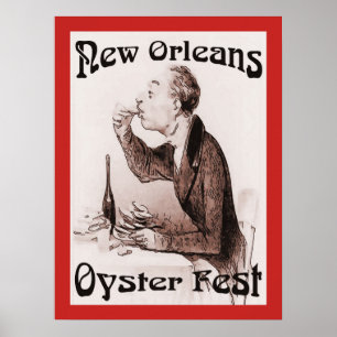 Oyster Festival, in Red. New Orleans, LA Poster