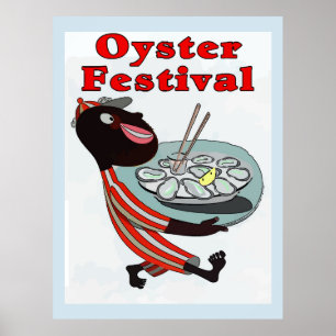Oyster Festival,vintage waiter Poster