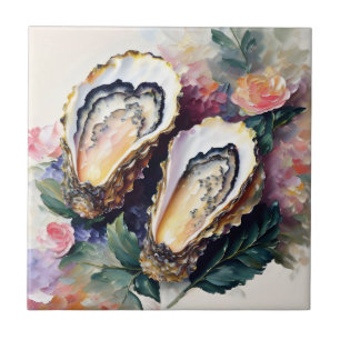 Oyster Floral Art Ceramic Tile