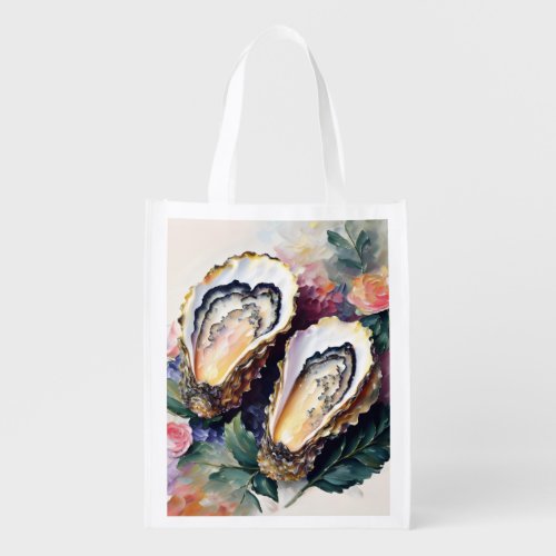 Oyster Floral Art Grocery Bag