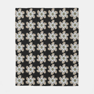 Oyster Flower Fleece Blanket - Design A Black