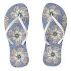 Oyster Flower Flip Flops - Design A Light Blue