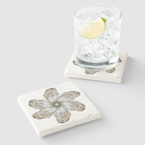 Oyster Flower Marble Coaster _ Design A