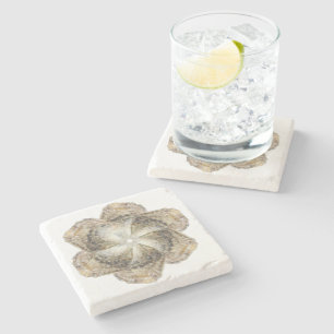 Oyster Flower Marble Coaster - Design B