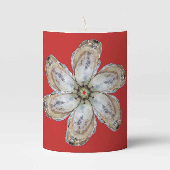 Oyster Flower Pillar Candle - Design A (Front)