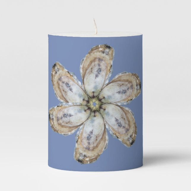 Oyster Flower Pillar Candle - Design A (Front)