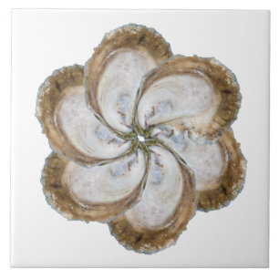 Oyster Flower Tile - Design C White