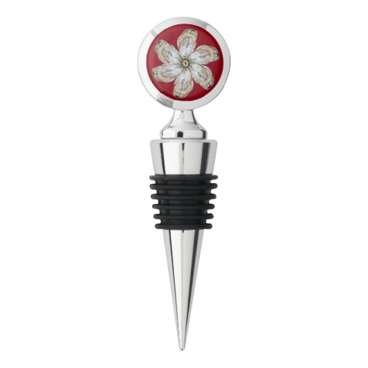 Oyster Flower Wine Stopper - Designs A & C Red (Front)