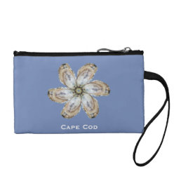 Oyster Flower Wristlet - Designs A &amp; C Blue Coin Purse