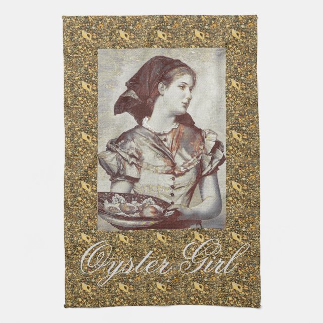 Oyster Girl Victoriana Tea Towel (Vertical)