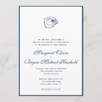 Oyster Invitation V1 with Navy Border