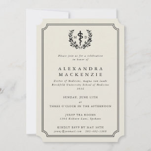 Oyster MD Asclepius + Laurel Wreath Graduation Invitation