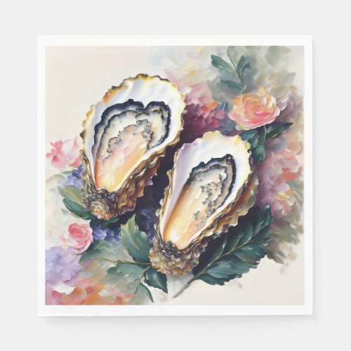 Oyster Oil Painting Botanical Art Napkins