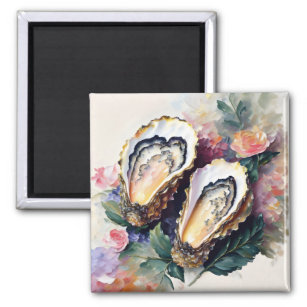 Oyster Oil Painting Floral Art Magnet