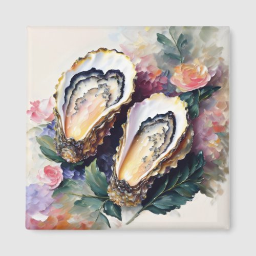 Oyster Oil Painting Floral Art Magnet