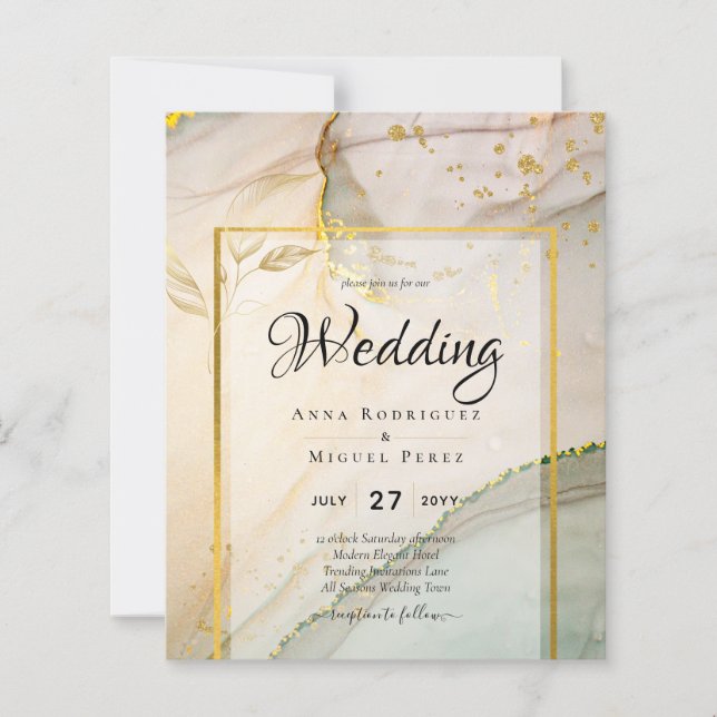 Oyster Pearl Gold WEDDING Alcohol Ink Abstract (Front)