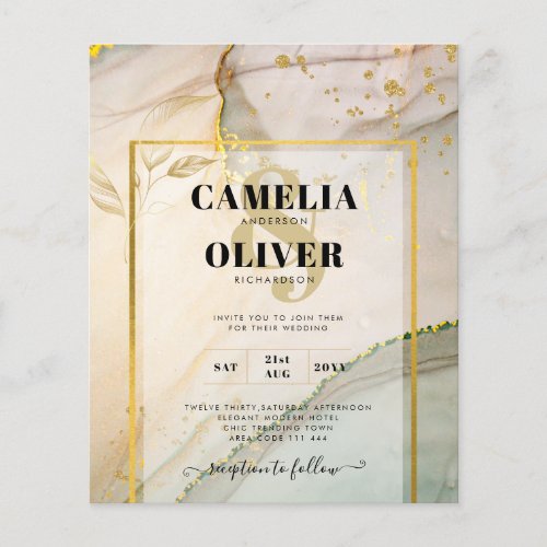 Oyster Pearl Gold WEDDING Alcohol Ink Abstract Flyer