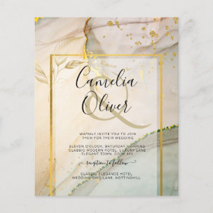 Oyster Pearl Gold WEDDING Alcohol Ink Abstract Flyer
