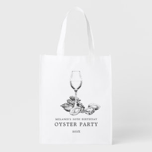 Oyster Pearl Party   black and white Grocery Bag
