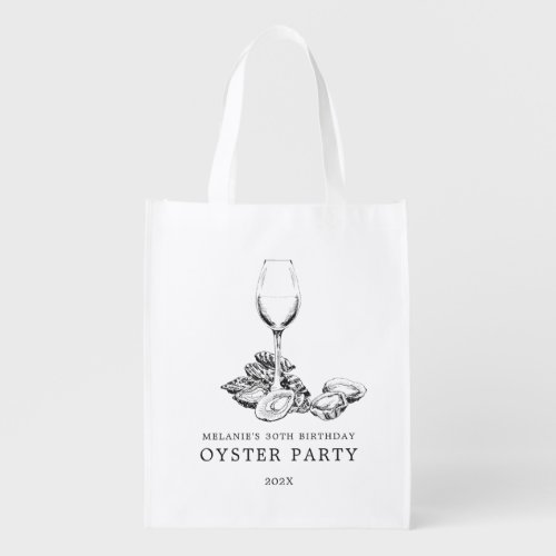 Oyster Pearl Party  black and white Grocery Bag