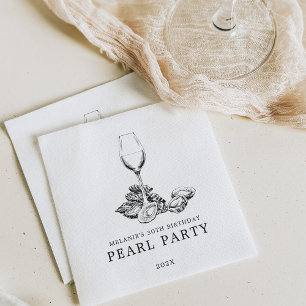 Oyster Pearl Party Black and White Napkins