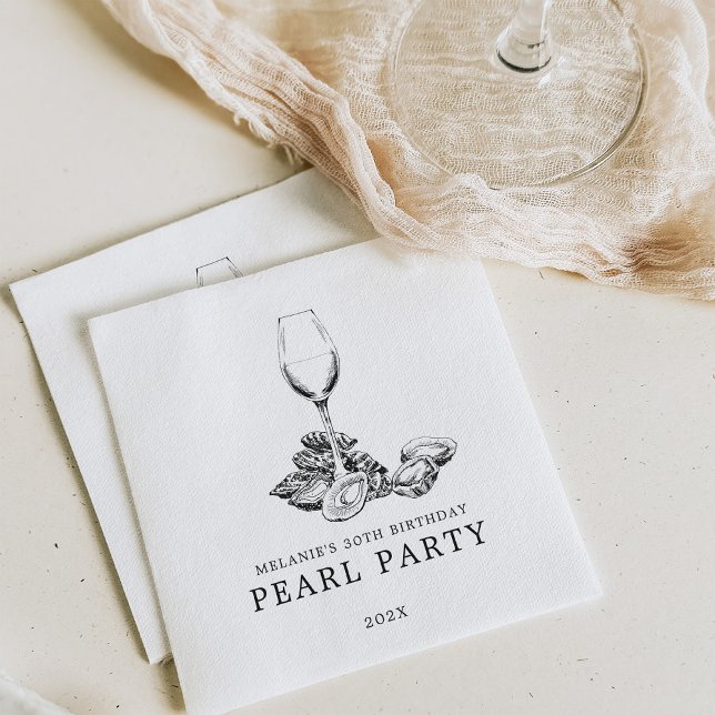 Oyster Pearl Party | Black and White Napkins (Creator Uploaded)