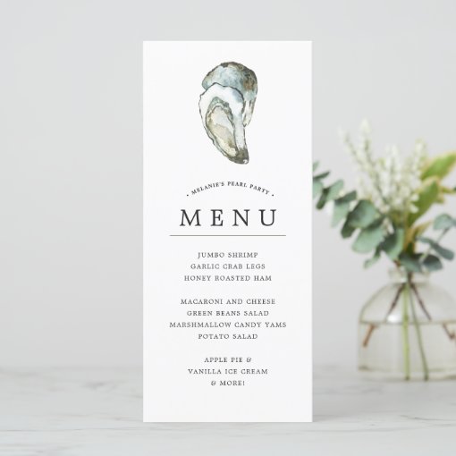 Oyster Pearl Party Dual Oysters Opal Theme Menu Zazzle