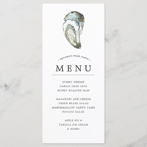 Oyster Pearl Party  Dual Oysters Opal Theme Menu
