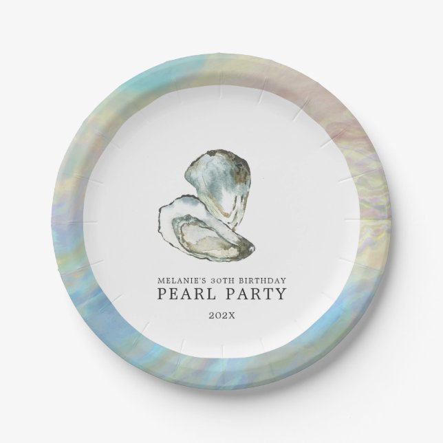 Oyster Pearl Party Dual Oysters | White Paper Plates (Front)