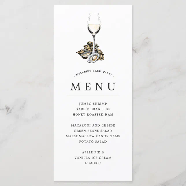 Oyster Pearl Party Peach Theme Menu Zazzle