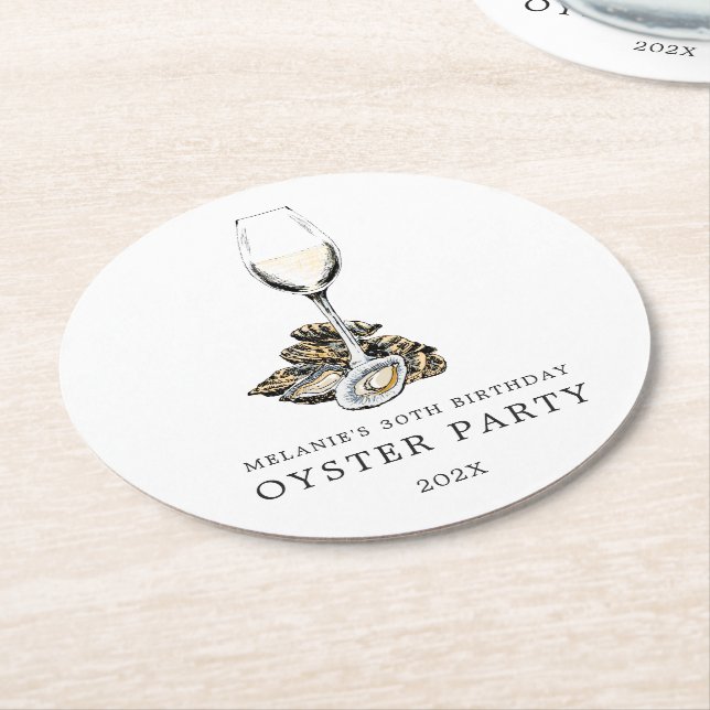 Oyster Pearl Party Round Paper Coaster (Angled)