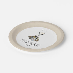 Oyster Pearl Party Tan White Paper Plates