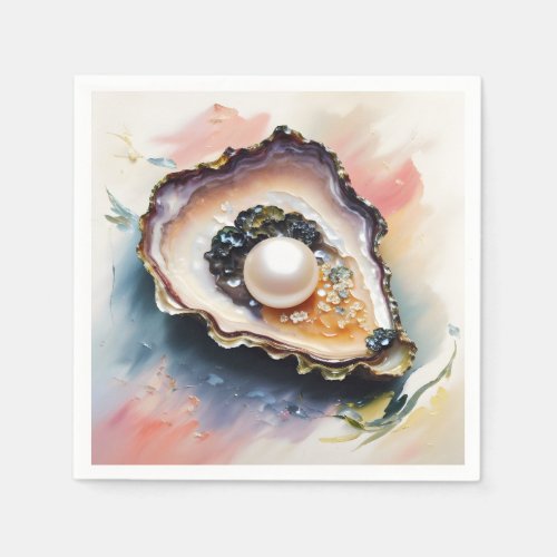 Oyster Pearl Shellfish Art Napkins