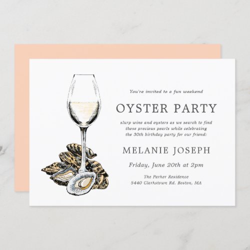 Oyster Pearl Themed Birthday  Peach Theme Invitation
