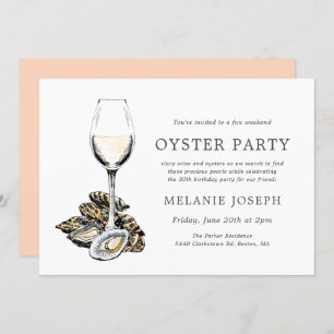 Oyster Pearl Themed Birthday   Peach Theme Invitation