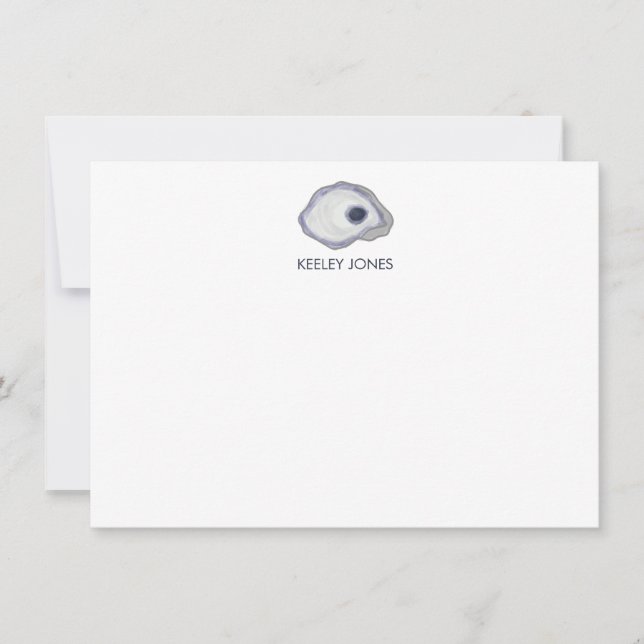 Oyster Personalized Flat Note Card (Front)