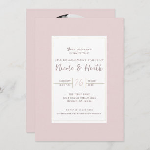 Oyster Pink & Gold Modern Minimal Engagement Invitation