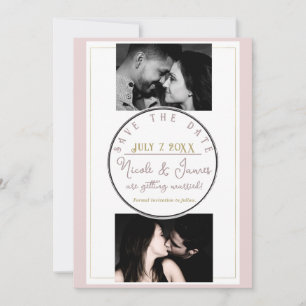 Oyster Pink & Gold Modern Minimal Save the Date