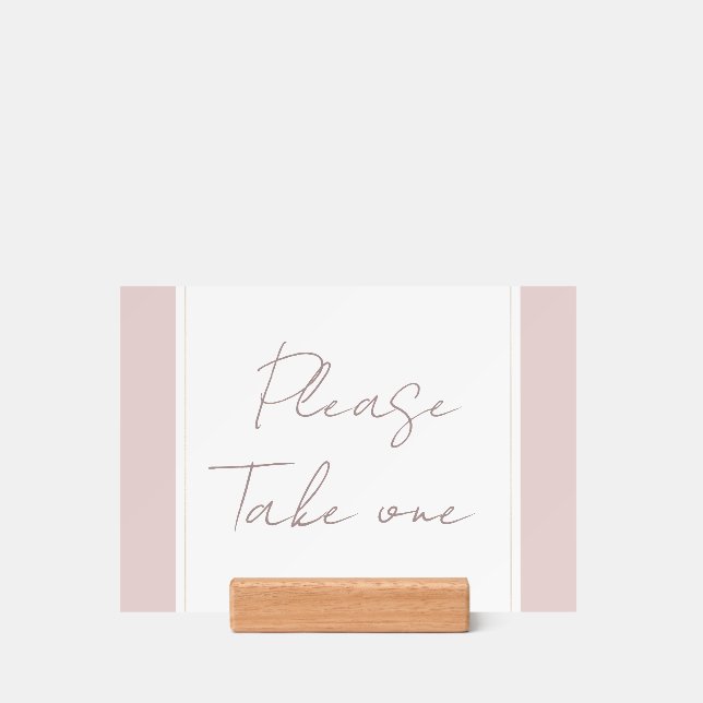 Oyster Pink & Gold Modern Minimal Wedding Holder (Woodblock)