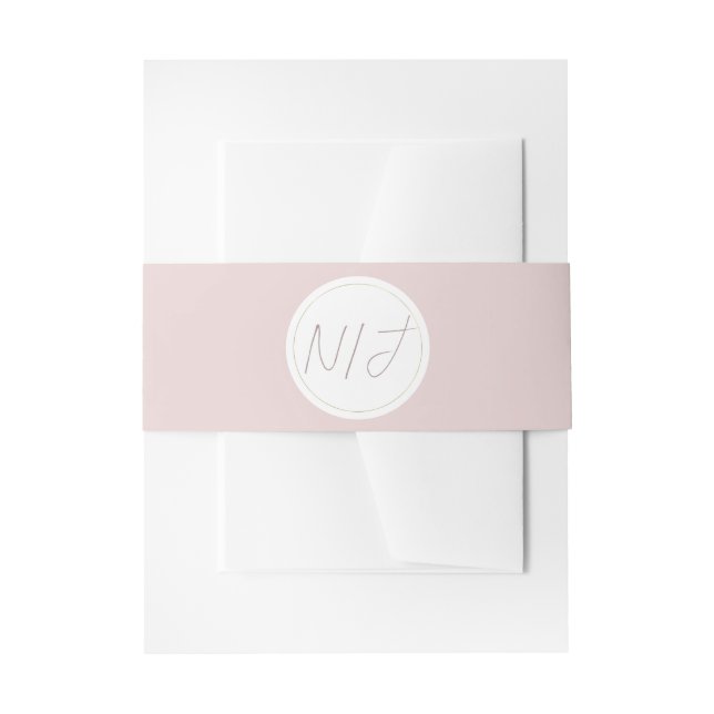 Oyster Pink & Gold Modern Minimal Wedding Invitation Belly Band (Front Example)