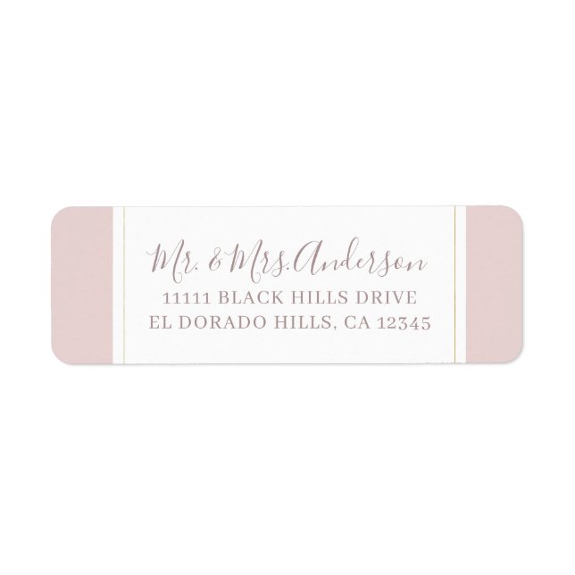 Oyster Pink & Gold Modern Minimal Wedding Label (Front)