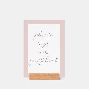 Oyster Pink & Gold Modern Wedding Guestbook Sign Holder