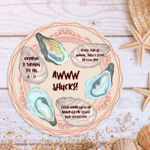 Oyster Roast Awww Shucks Adult Birthday Party Invitation