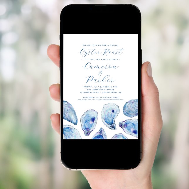 Oyster Roast Casual Engagement Party Watercolor Invitation (Front Digital)