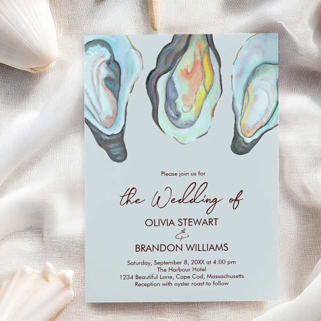 Oyster Roast Coastal Seaside Watercolor Wedding  Invitation (Creator Uploaded)