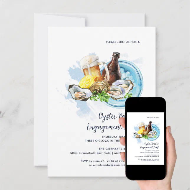 Oyster Roast Couple Engagement Toast Seafood Party Invitation Zazzle
