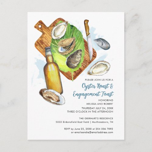 Oyster Roast Couples Engagement Toast Party Invitation Postcard