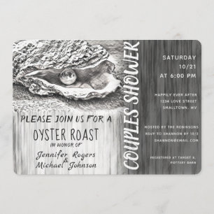 Oyster Roast Couples Shower Black and White Invitation