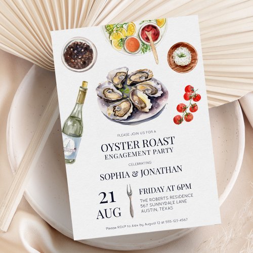 Oyster Roast Elegant Coastal Engagement Party Invitation
